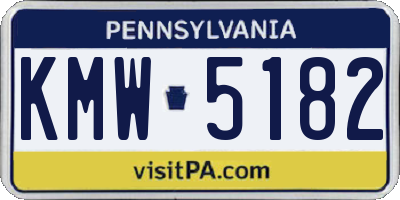 PA license plate KMW5182