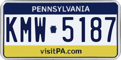 PA license plate KMW5187
