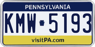 PA license plate KMW5193