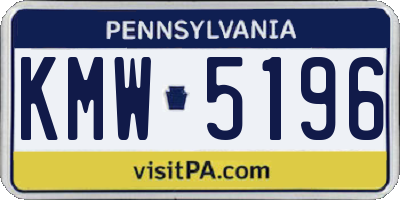 PA license plate KMW5196