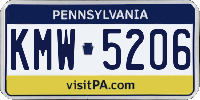 PA license plate KMW5206
