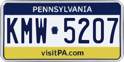 PA license plate KMW5207
