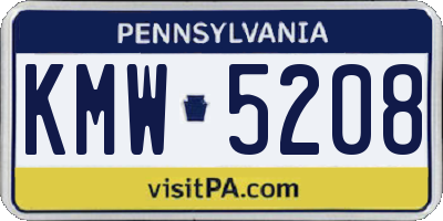 PA license plate KMW5208