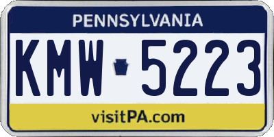 PA license plate KMW5223