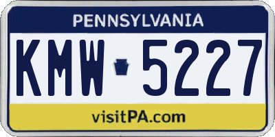 PA license plate KMW5227