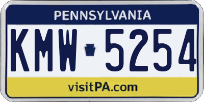 PA license plate KMW5254