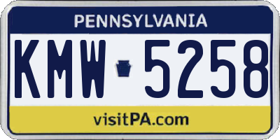 PA license plate KMW5258