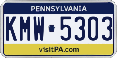 PA license plate KMW5303
