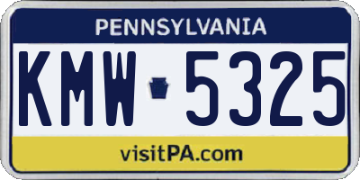 PA license plate KMW5325