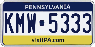 PA license plate KMW5333