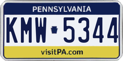 PA license plate KMW5344