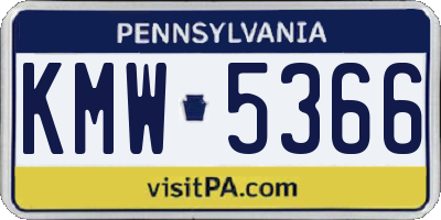 PA license plate KMW5366