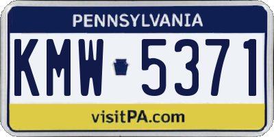 PA license plate KMW5371