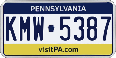 PA license plate KMW5387