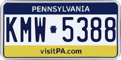 PA license plate KMW5388