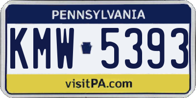 PA license plate KMW5393