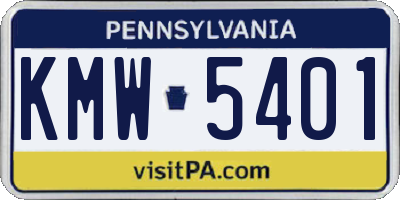 PA license plate KMW5401