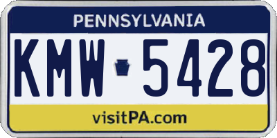 PA license plate KMW5428