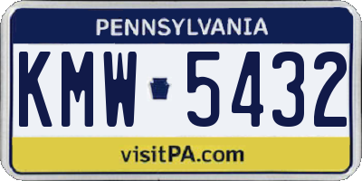 PA license plate KMW5432