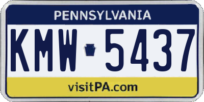 PA license plate KMW5437