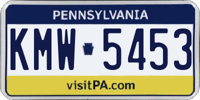 PA license plate KMW5453