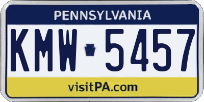 PA license plate KMW5457