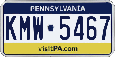 PA license plate KMW5467