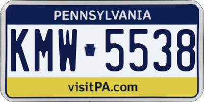 PA license plate KMW5538