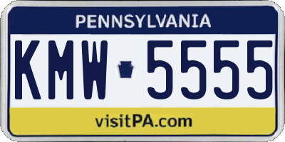 PA license plate KMW5555