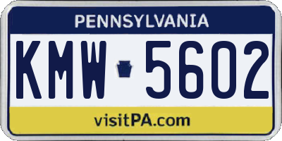 PA license plate KMW5602