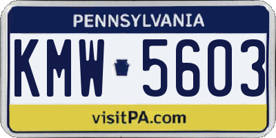 PA license plate KMW5603