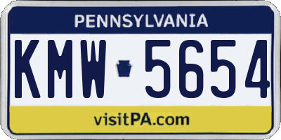 PA license plate KMW5654