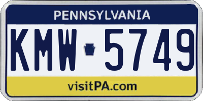 PA license plate KMW5749