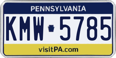 PA license plate KMW5785