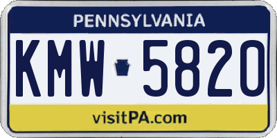 PA license plate KMW5820