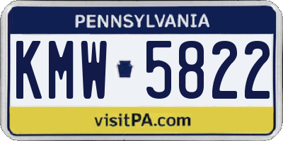 PA license plate KMW5822
