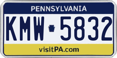 PA license plate KMW5832