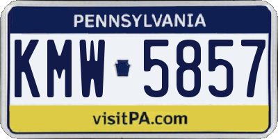 PA license plate KMW5857