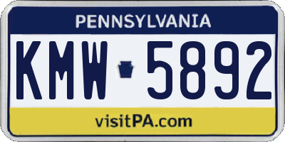 PA license plate KMW5892