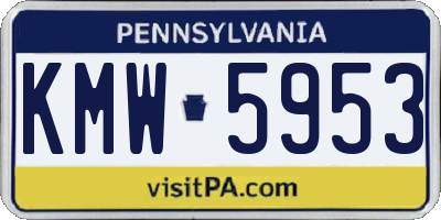 PA license plate KMW5953