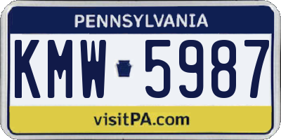 PA license plate KMW5987