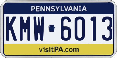 PA license plate KMW6013