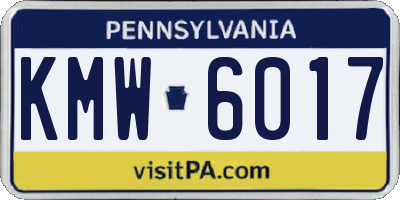 PA license plate KMW6017