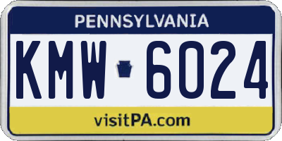 PA license plate KMW6024