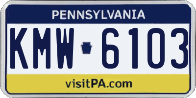 PA license plate KMW6103