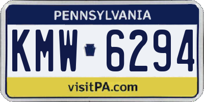 PA license plate KMW6294