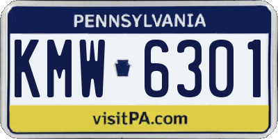 PA license plate KMW6301