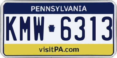 PA license plate KMW6313