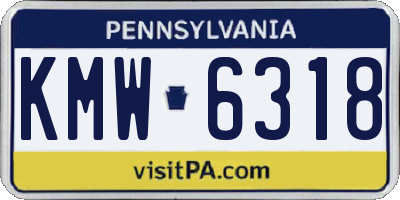 PA license plate KMW6318