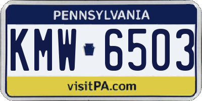 PA license plate KMW6503